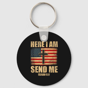 Chaveiro Aqui Estou Envie-me Isaías 6_8 Bandeira Americana