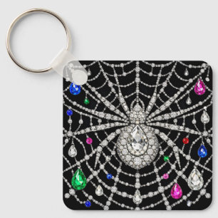 Chaveiro Aranha Glamourosa Desenho de Diamante Cheio de Joi