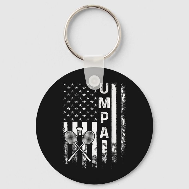Chaveiro Árbitro de Badminton Bandeira Americana Natal Vint (Frente)