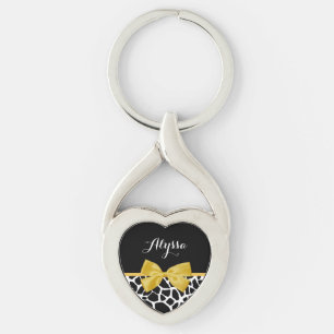 Chaveiro Arco Amarelo Impressão Trendy Giraffe Ouro com No