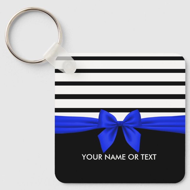 Chaveiro Arco Azul de Natal com Stripe Preta Personalizada (Frente)