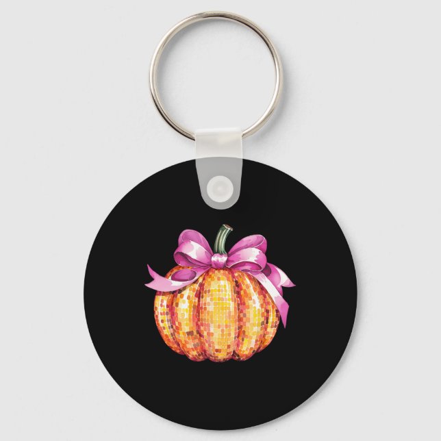 Chaveiro Arco Cor-de-rosa Pumpkin Retro Queda Ação de Graça (Frente)