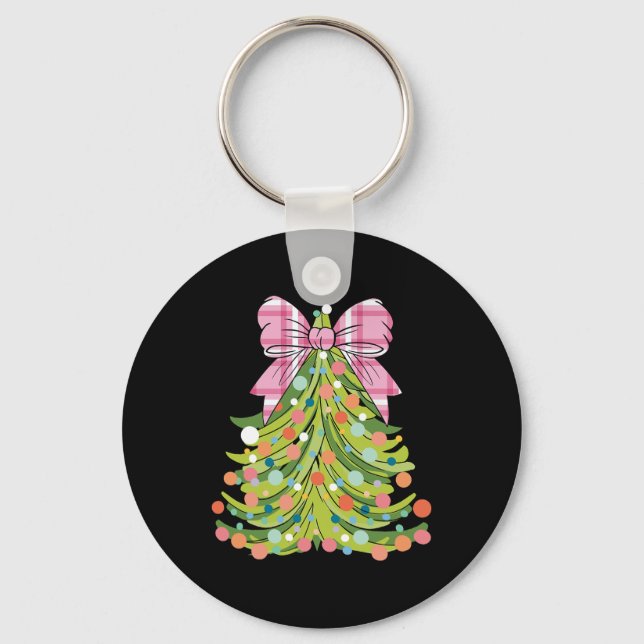 Chaveiro Arco De Árvore De Natal Coquette Rosa Homens (Frente)