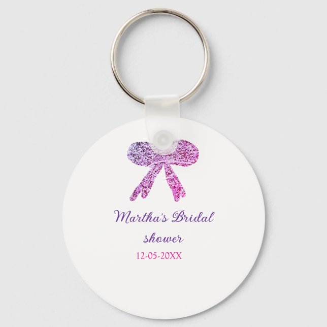 Chaveiro Arco de casamento brilho glitter rosa roxo nome (Frente)