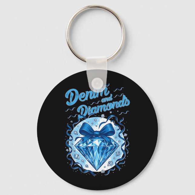 Chaveiro Arco de Denim e Diamantes Senhoras Meninas Mulhere (Frente)