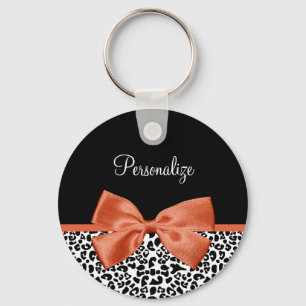Chaveiro Arco De Laranja Queimado Com Impressão De Leopard