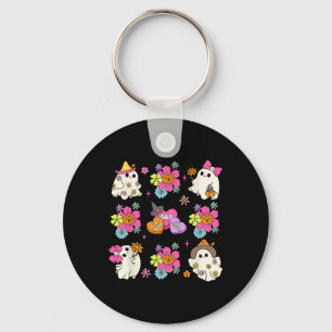 Chaveiro Arco Fantasma Retro Coquette Boo Flores de Abóbora