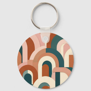 Chaveiro Arco Geométrico Moderno Terracota Rosa Teal