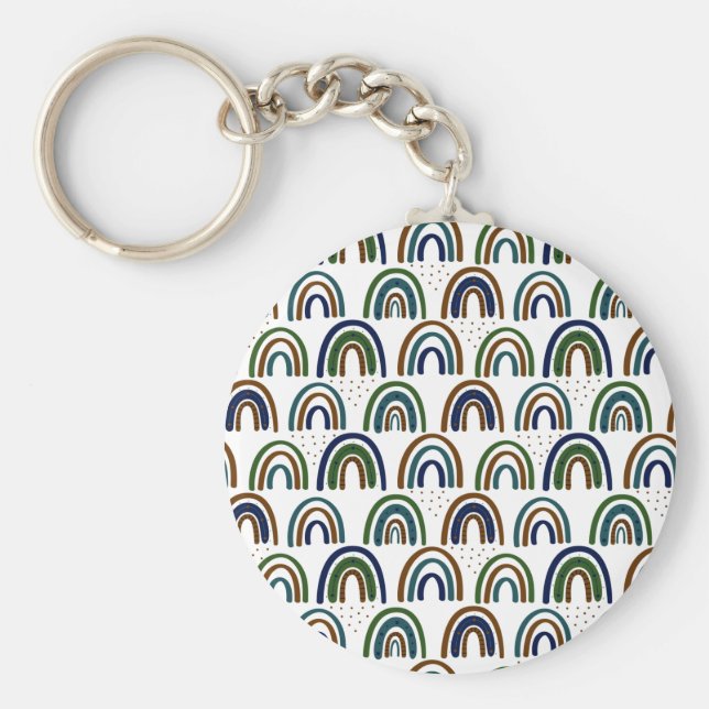 Chaveiro Arco-íris Boho Azul Verde e Marrom (Frente)