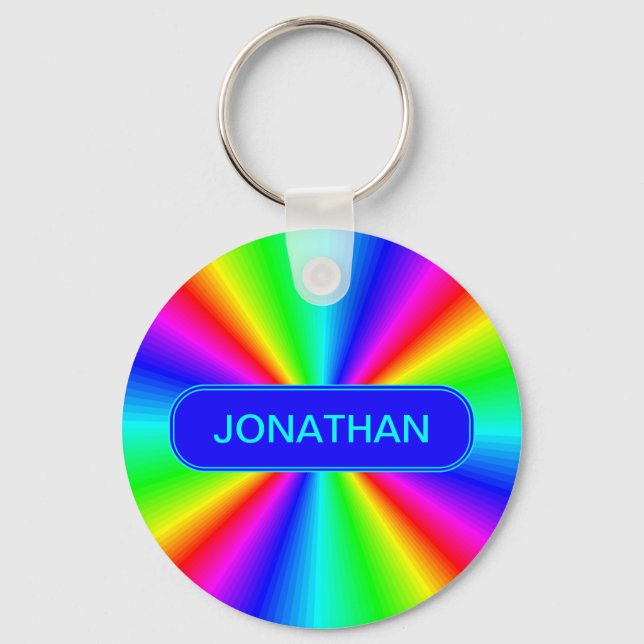 Chaveiro Arco-Íris Brilhante Colorido Personalizado (Frente)