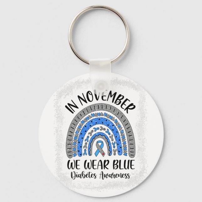 Chaveiro Arco-Íris Em Novembro Nós Vestimos Awarenes Azul D (Frente)