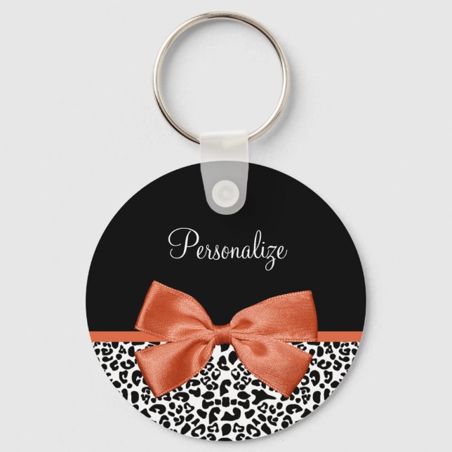 Chaveiro Arco Laranja Queimado De Impressão De Leopardo Chi (Frente)