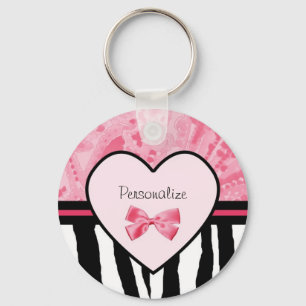 Chaveiro Arco na moda e nome cor-de-rosa e pretos do teste