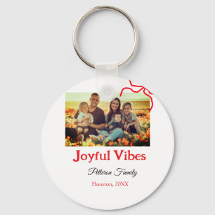 Chaveiro Arco vermelho alegre Vibes adiciona nome de famíli