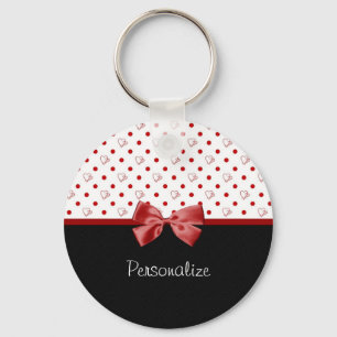 Chaveiro Arco vermelho e preto feminino dos corações das