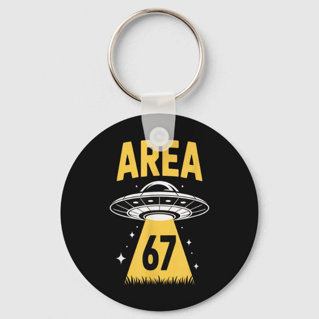 Chaveiro Área 67 Tema Espaçonave Ufo Engraçado 6 7 Alien (Frente)