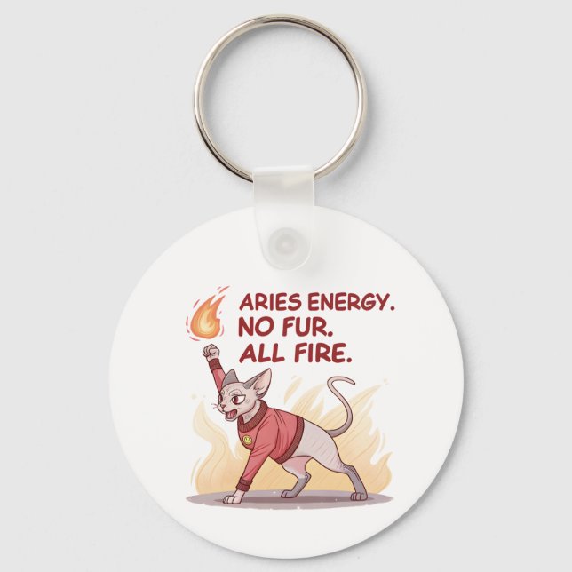 Chaveiro Aries Energy Sphynx Cat No Fur All Fire Art (Frente)