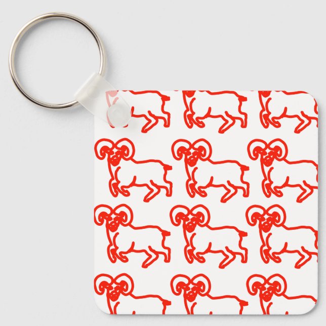 Chaveiro Aries Ram Keychain – Minimal Zodiac Animal Outline (Frente)