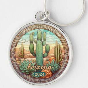 Chaveiro Arizona Desert Cactus Faux Vidro Estampado