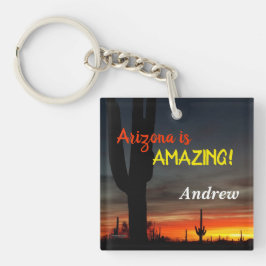 Chaveiro "Arizona é incrível!" Sonoran Desert Cactus Sunset