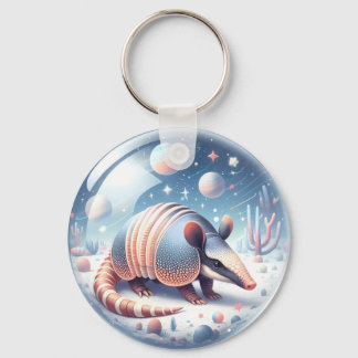 Chaveiro Armadillo com fundo cósmico