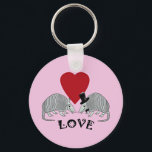 Chaveiro Armadillo Heart Love Pink<br><div class="desc">Essas lindas cadeias de teclas apresentam um casal tatu debaixo de um coração olhando sobre a palavra "Amor" em uma fonte divertida em um fundo de rosa claro.</div>