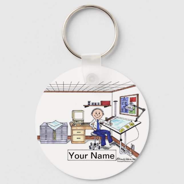 Chaveiro Arquiteto Personalizado - Engenheiro, desenho masc (Frente)