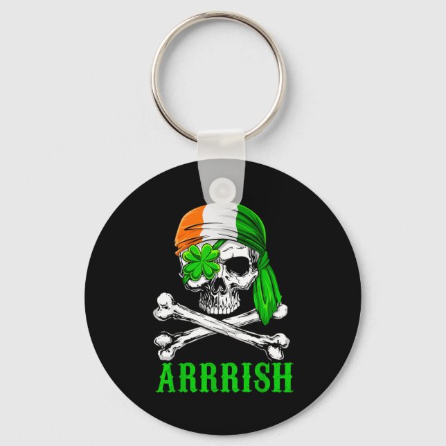 Chaveiro Arrish Irish Rate Skull St Patricks Day Clover Gif (Frente)
