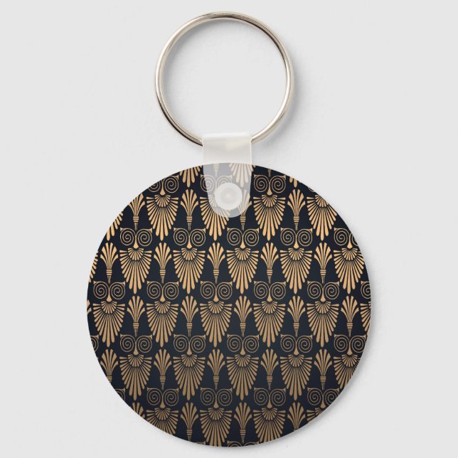Chaveiro Art Deco Black Dourado: Retro. (Frente)