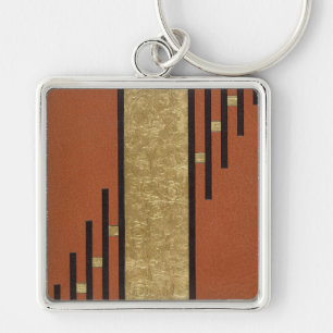 Chaveiro Art Deco em Dourado e Bege