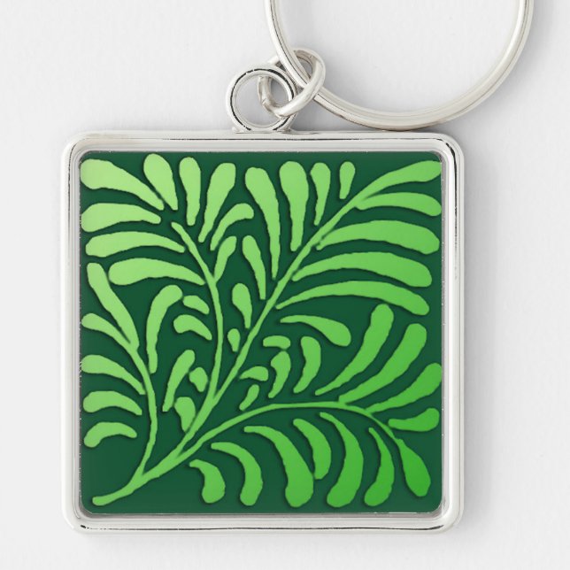 Chaveiro Art Deco Fern Standard - tons verdes (Frente)