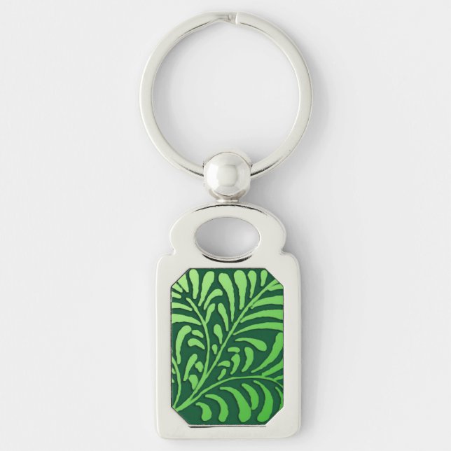 Chaveiro Art Deco Fern Standard - tons verdes (Frente)