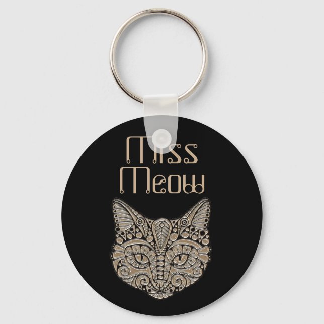 Chaveiro Art deco gold e black Egypt style cat (Frente)