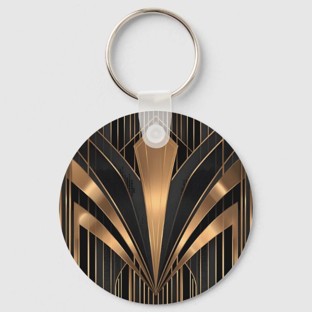 Chaveiro Art Deco Gold Sunburst Luxury Geometry (Frente)