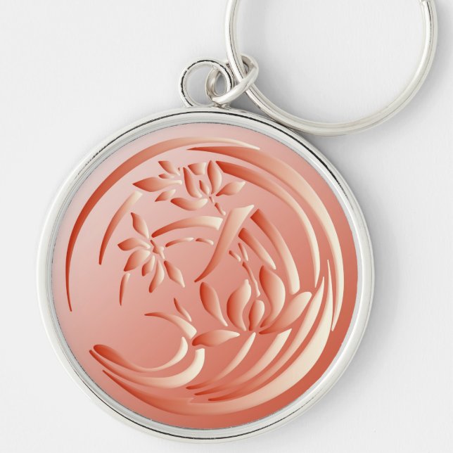 Chaveiro Art Deco Lily - Coral - Laranja (Frente)