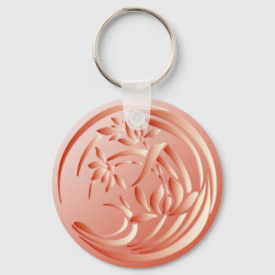 Chaveiro Art Deco Lily - Coral laranja