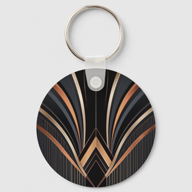 Chaveiro Art Deco Metallic Geometric Elegance (Verso)