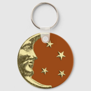Chaveiro Art Deco Moon and Stars - Rua Marrom e Dourada