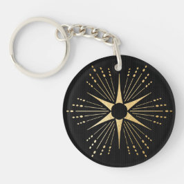Chaveiro Art Deco Starburst Black e Dourado