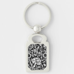 Chaveiro Art Nouveau Carnação Damask, Preto e Branco