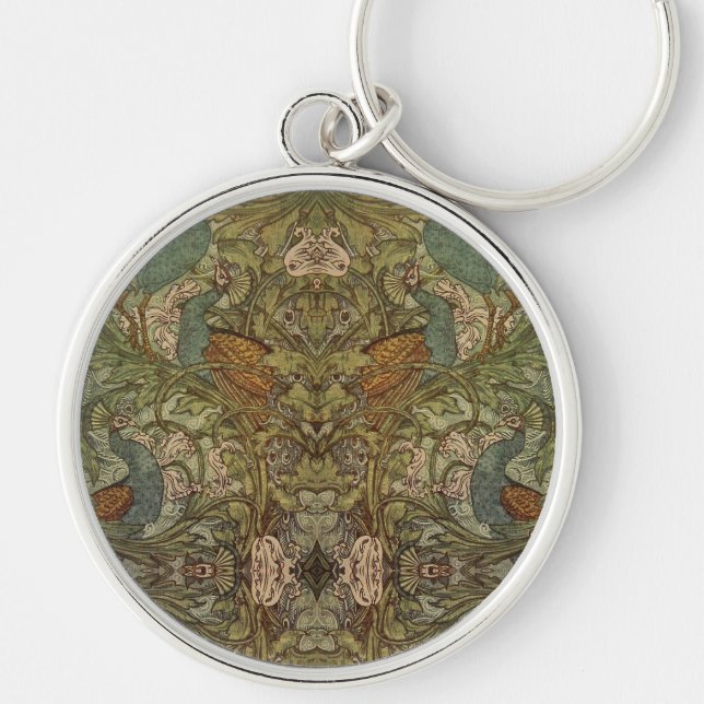 Chaveiro Art nouveau paciock tapeçaria floral (Frente)