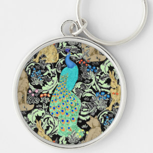 Chaveiro Art Nouveau Peacock Impressão, Turquesa e Neutros