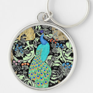 Chaveiro Art Nouveau Peacock Impressão, Turquesa e Neutros