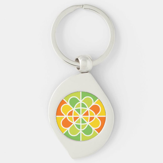 Chaveiro Arte Abstrata Explosão Solar Geométrica Vibrante (Frente)