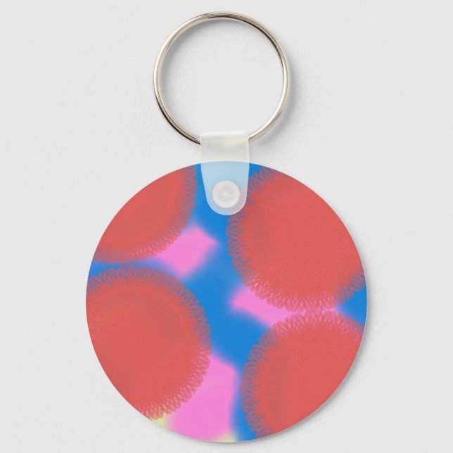 Chaveiro arte abstrata vermelho rosa e azul 56789 (Frente)