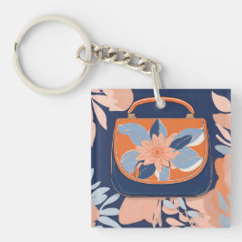 Chaveiro Arte azul-laranja tropical