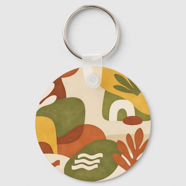 Chaveiro Arte Botânica Abstrata Boho (Frente)