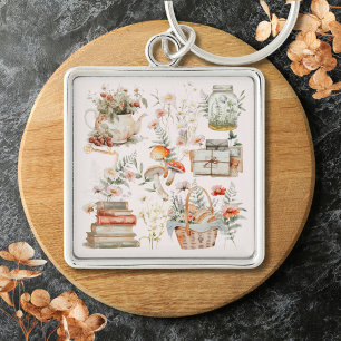 Chaveiro Arte Caprichoso Floral de Cogumelo de Livros Cotta