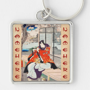 Chaveiro Arte clássica vintage japonesa de ukiyo-e de flaut