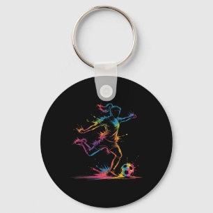 Chaveiro Arte Colorida de Futebol Feminino Neon com Efeito